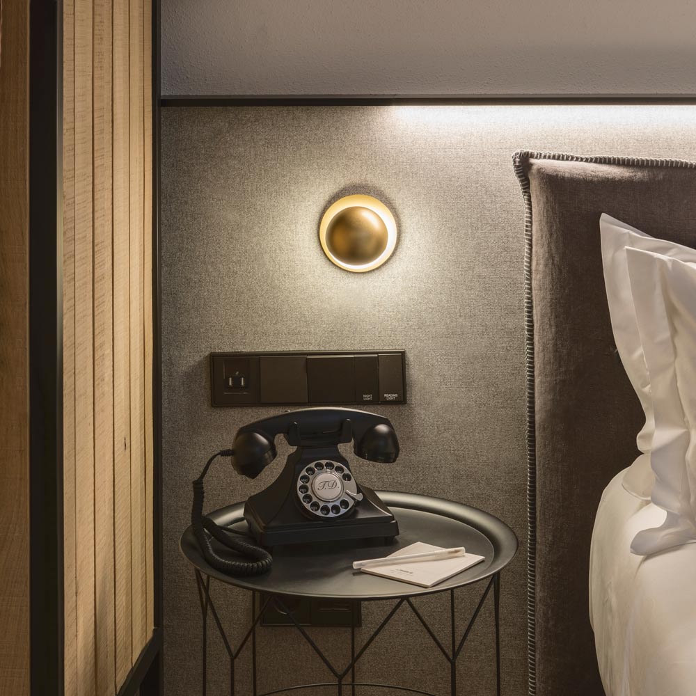 Alfi 3740AR Recessed Wall Light in bedroom.