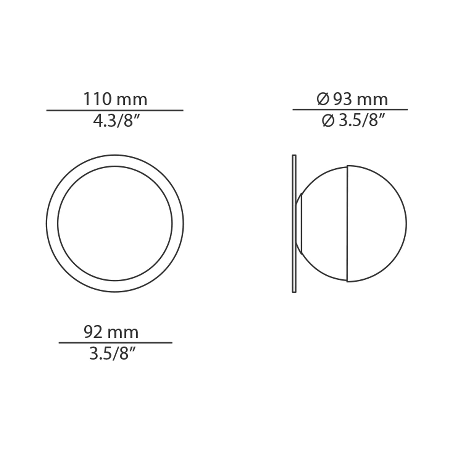 Alfi 3740AR Recessed Wall Light - line drawing.