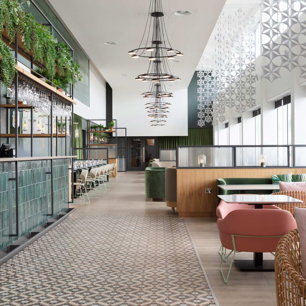 Aro LED Pendant Light in restaurant.