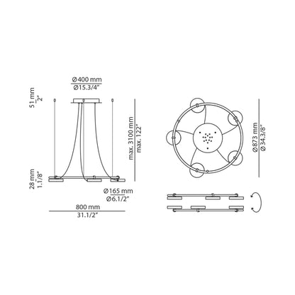 Aro LED Pendant Light - line drawing.