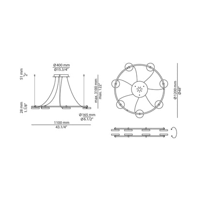 Aro LED Pendant Light - line drawing.