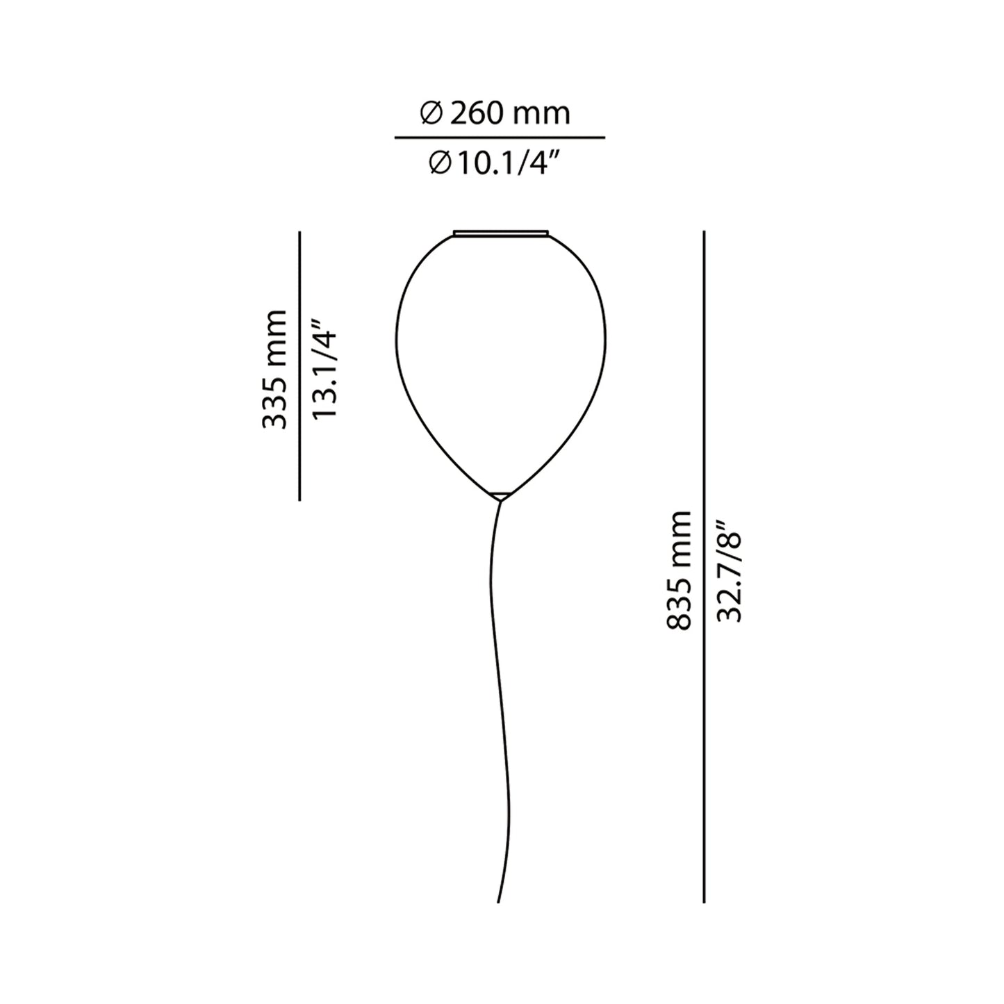 Balloon Flush Mount Ceiling Light - line drawing.