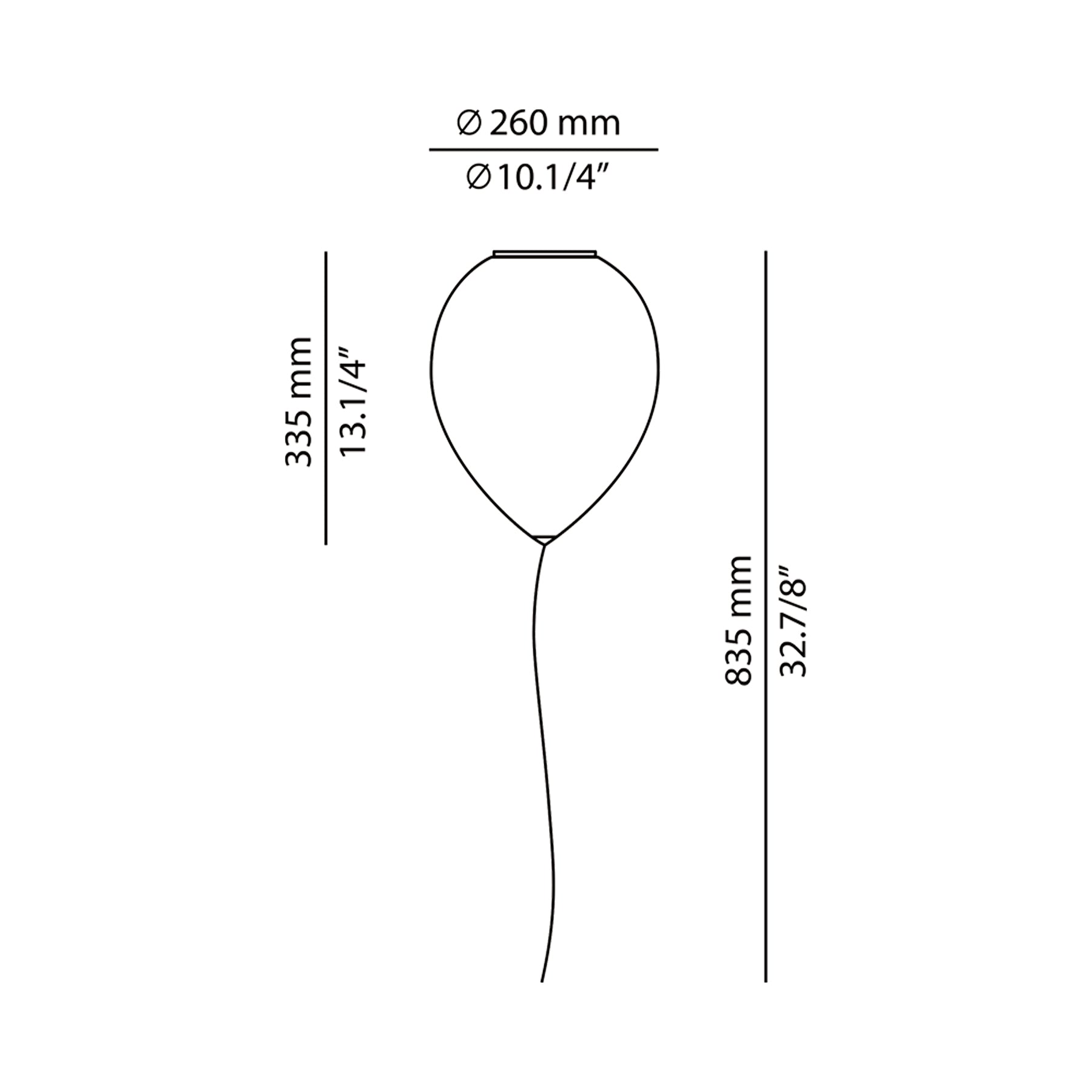 Balloon Flush Mount Ceiling Light - line drawing.