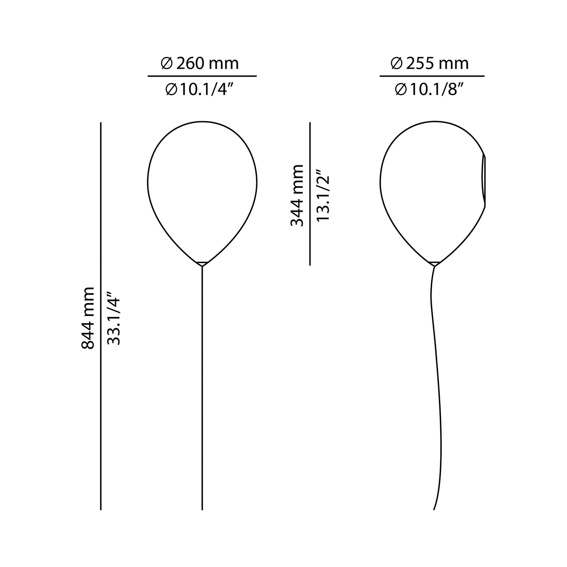 Balloon Wall Light - line drawing.