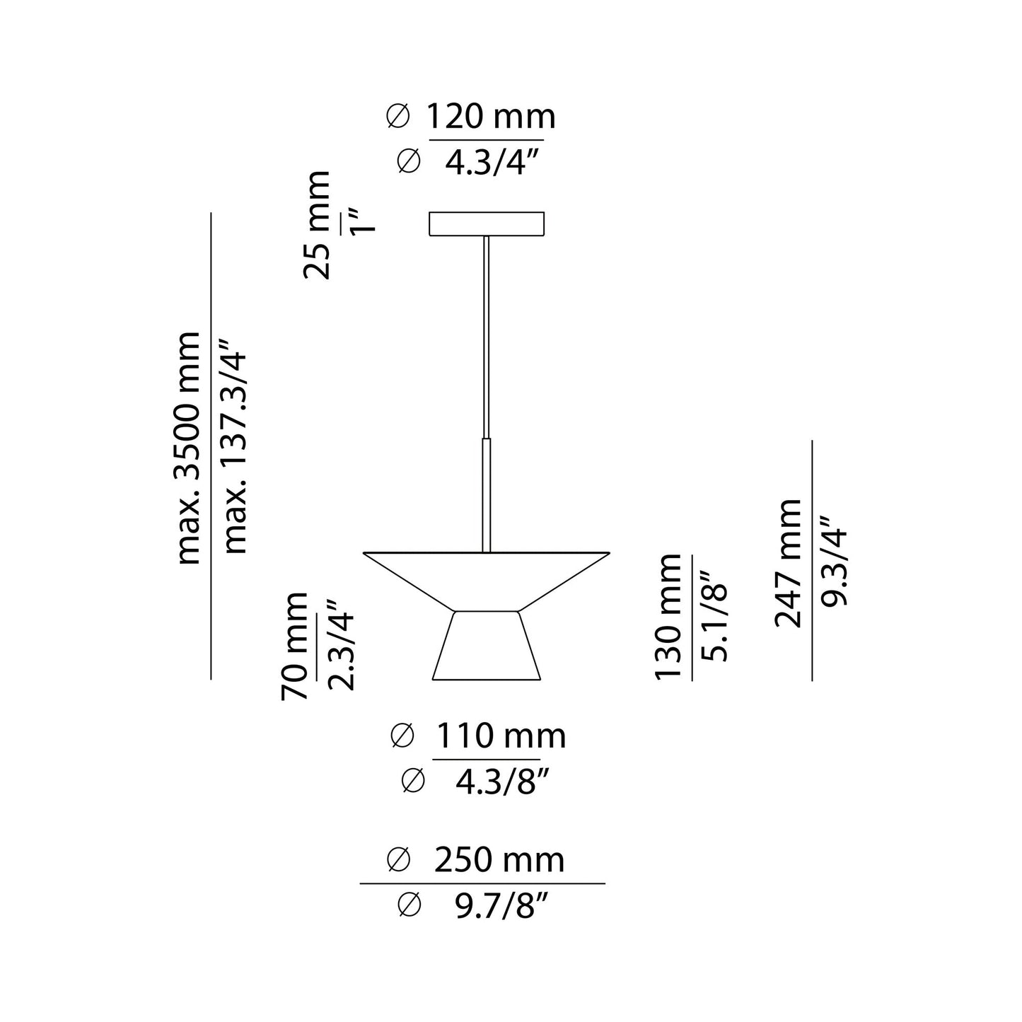 Belt 4145 LED Pendant Light - line drawing.