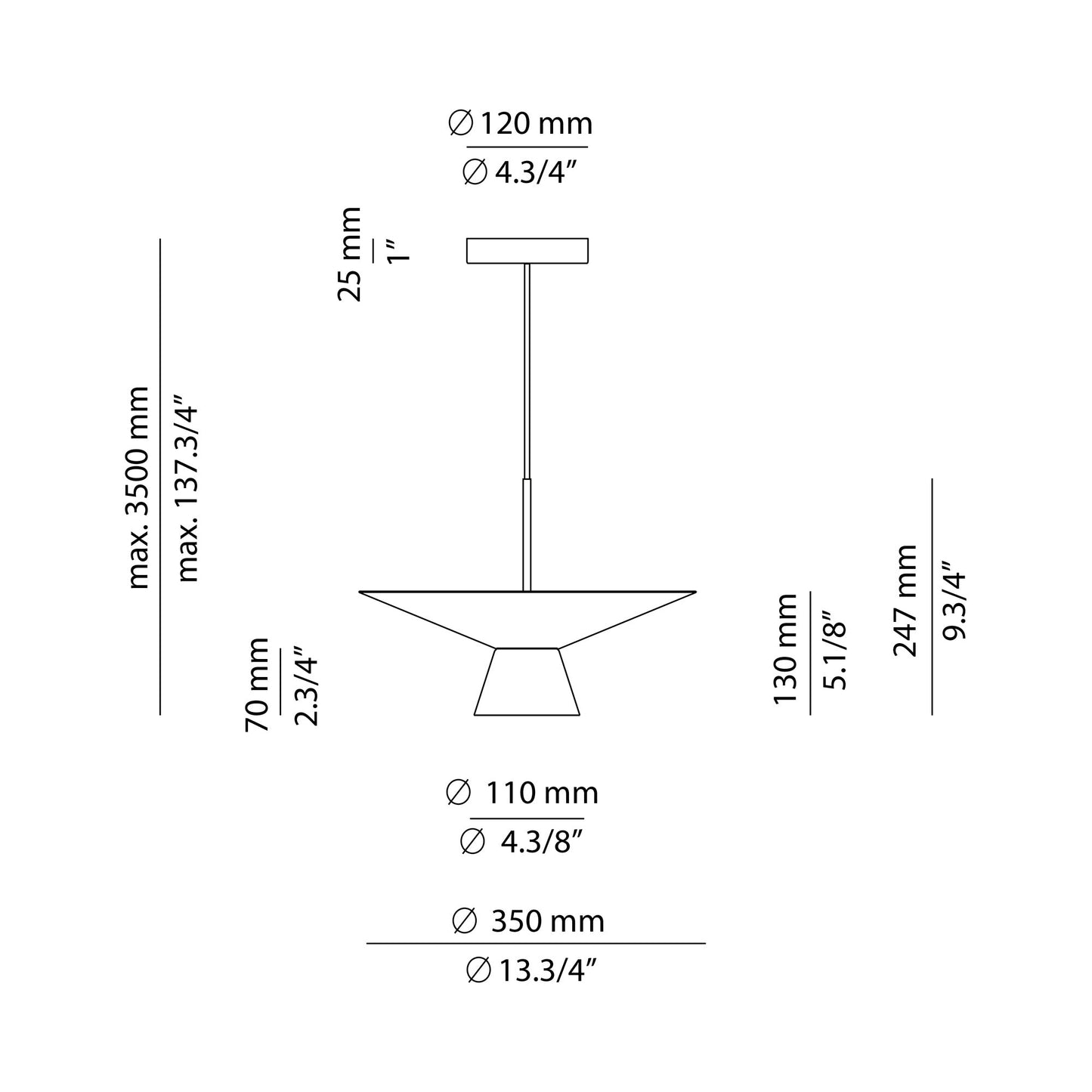 Belt 4145 LED Pendant Light - line drawing.