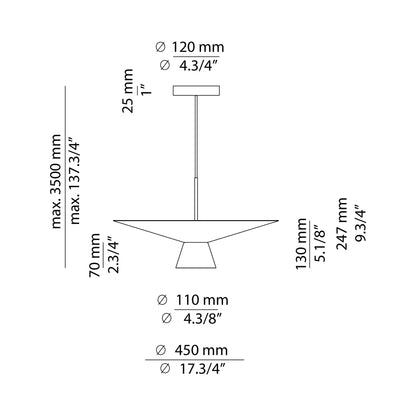 Belt 4145 LED Pendant Light - line drawing.