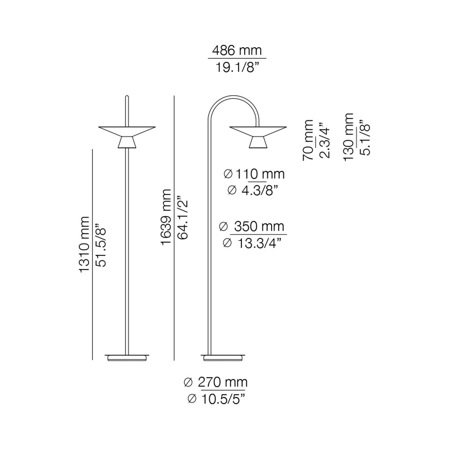 Belt LED Floor Lamp - line drawing.