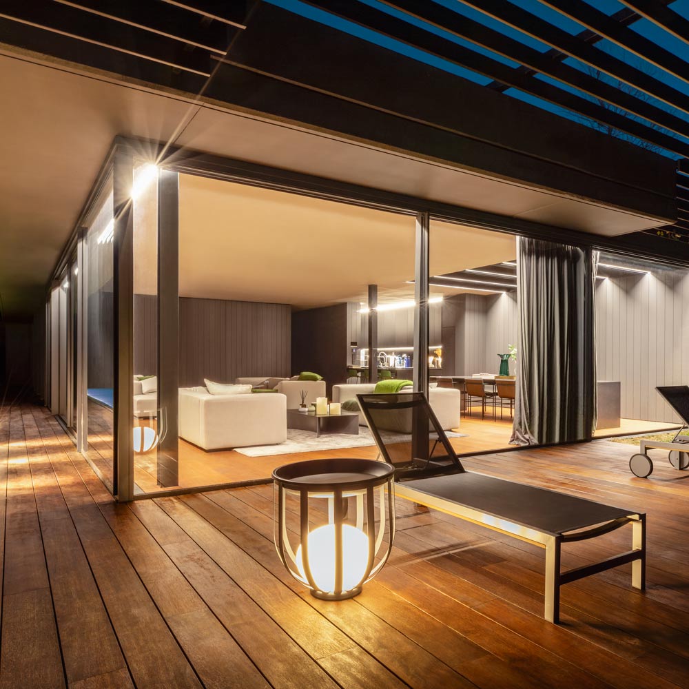 Bols LED Floor Lamp in Outside Area.