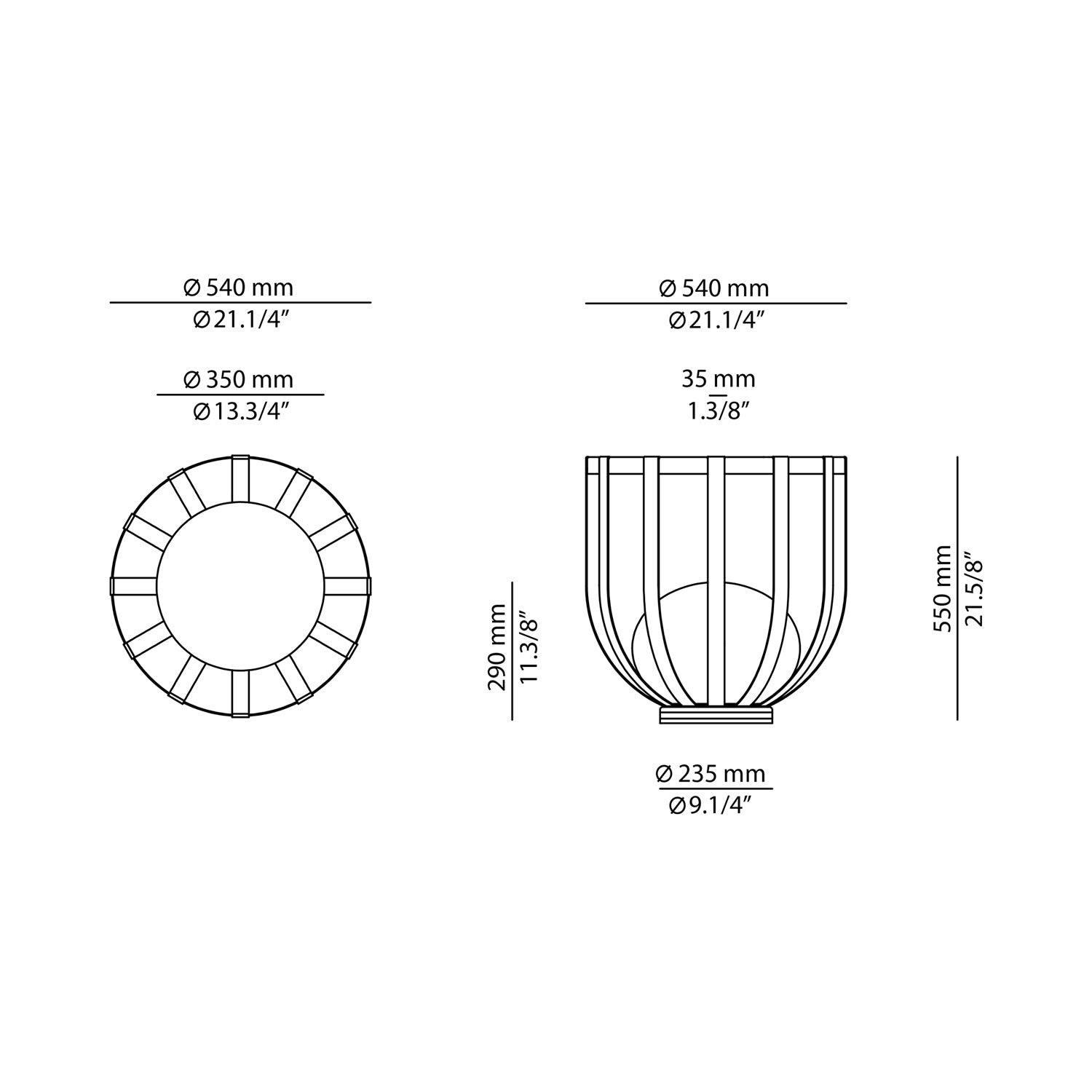 Bols LED Floor Lamp - line drawing.