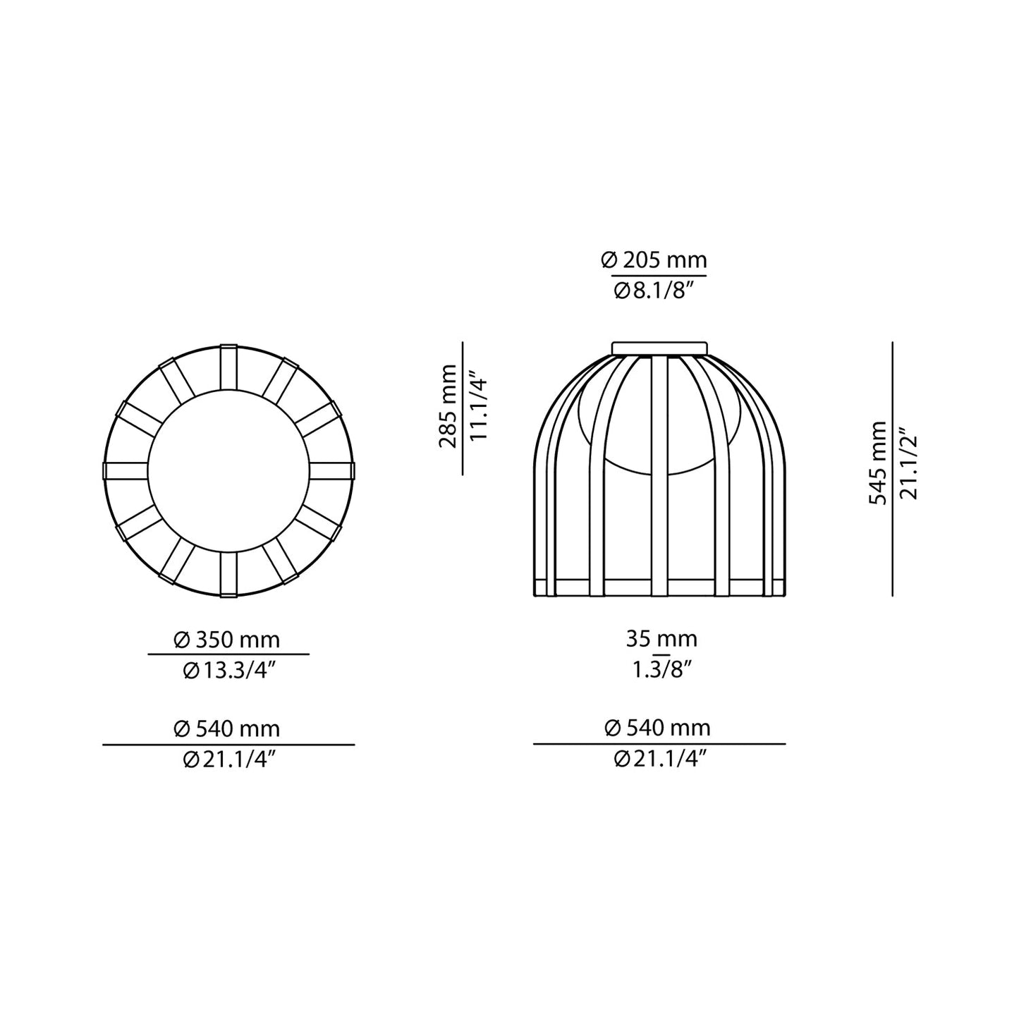 Bols LED Flush Mount Ceiling Light - line drawing.