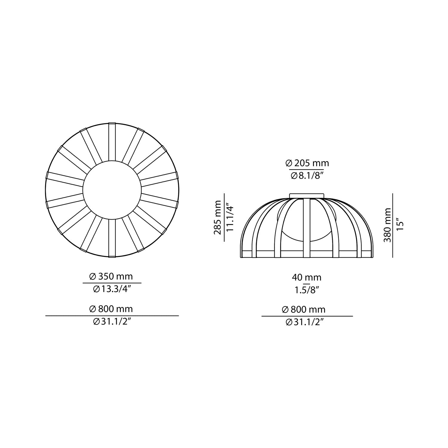 Bols LED Flush Mount Ceiling Light - line drawing.