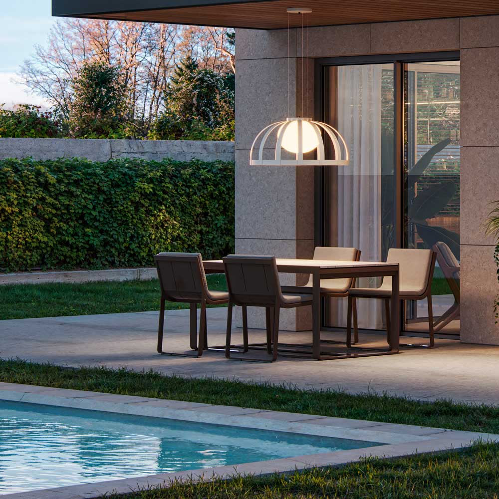 Bols LED Pendant Light in Outside Area.