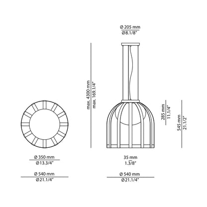 Bols LED Pendant Light - line drawing.