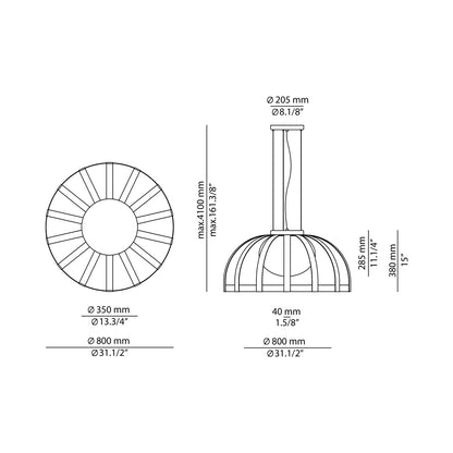 Bols LED Pendant Light - line drawing.