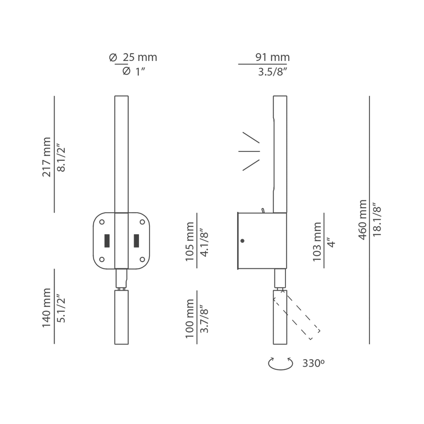 Canut LED Wall Light - line drawing.