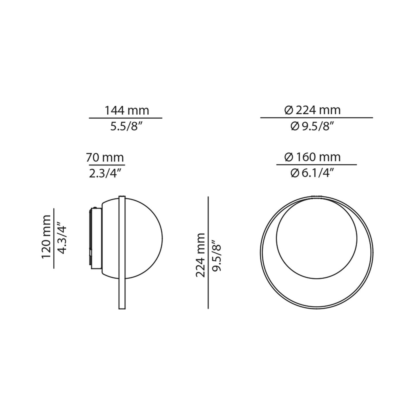 Circ 3722 LED Wall Light - line drawing.