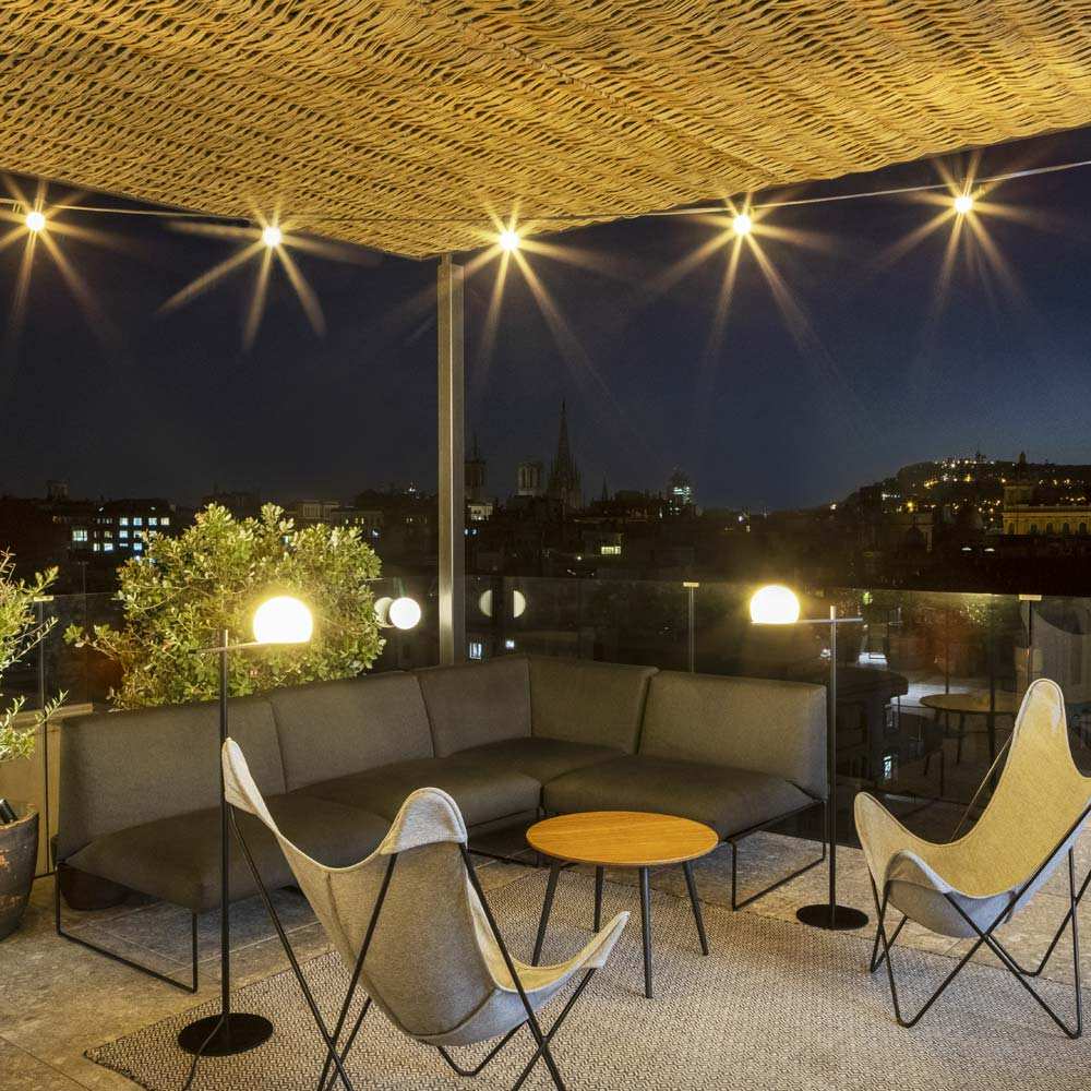 Circ Floor Lamp in Outside Area.