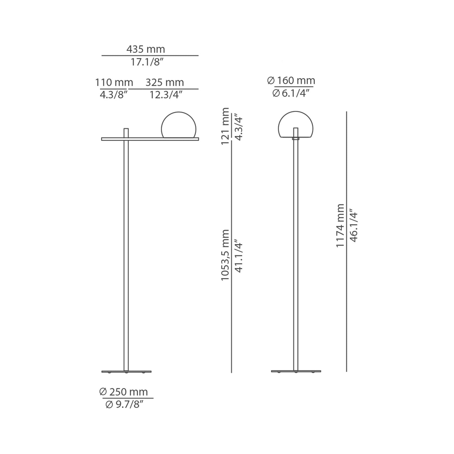 Circ Floor Lamp - line drawing.
