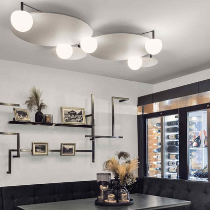 Circ LED Flush Mount Ceiling Light in living room.