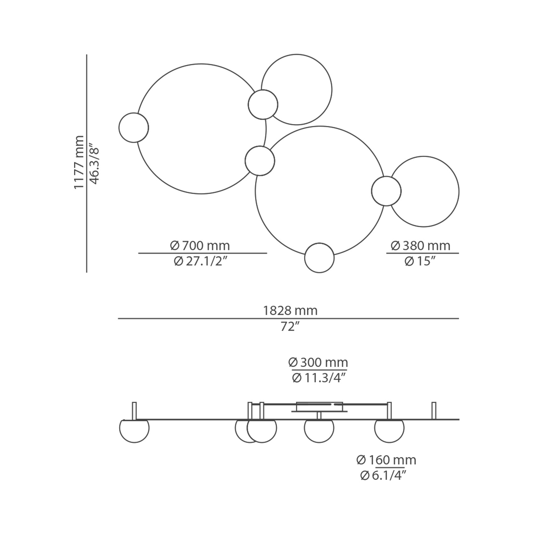 Circ LED Flush Mount Ceiling Light - line drawing.