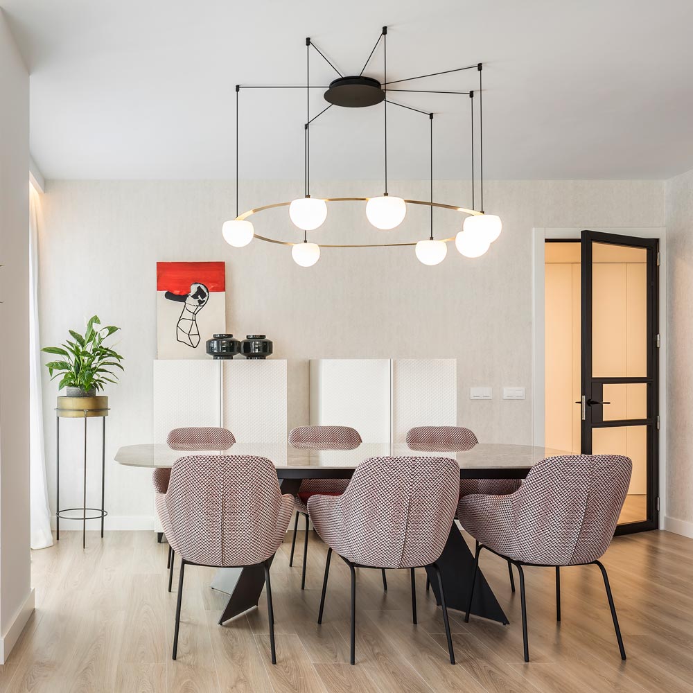 Circ LED Pendant Light in living room.