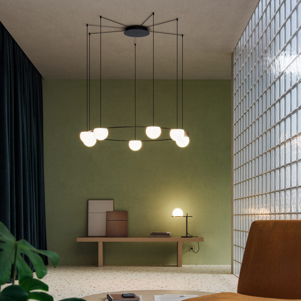 Circ LED Pendant Light in living room.