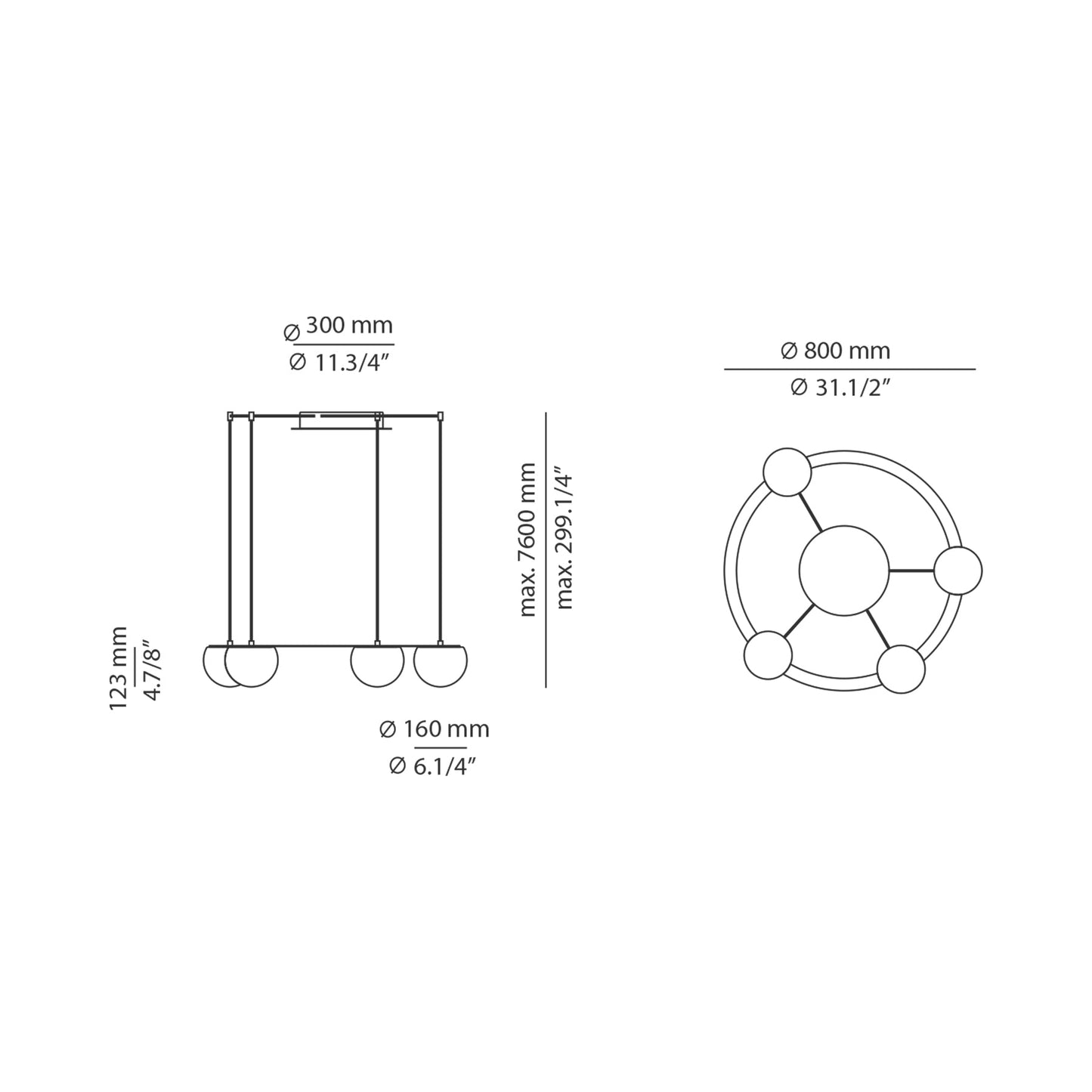Circ LED Pendant Light - line drawing.