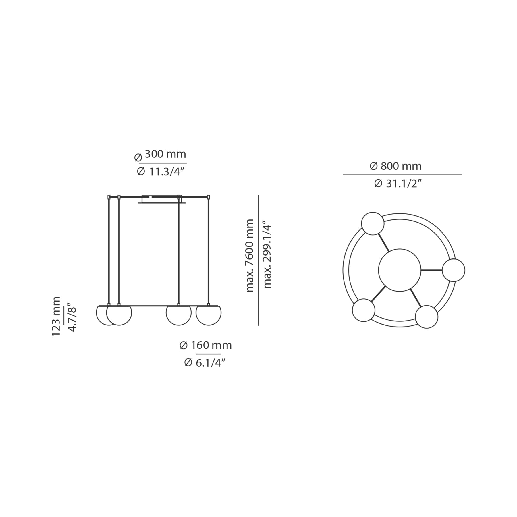 Circ LED Pendant Light - line drawing.
