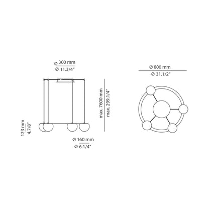 Circ LED Pendant Light - line drawing.