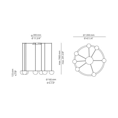 Circ LED Pendant Light - line drawing.