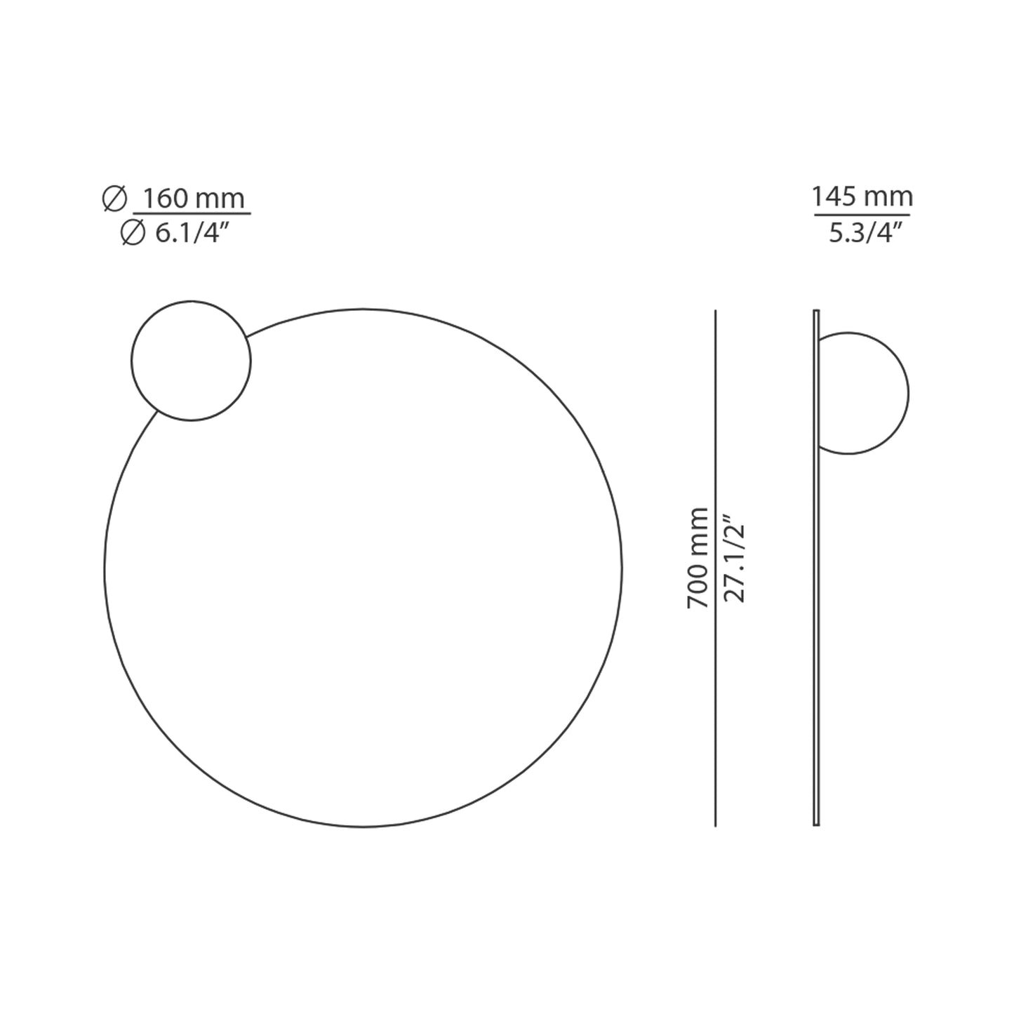 Circ LED Wall Light - line drawing.