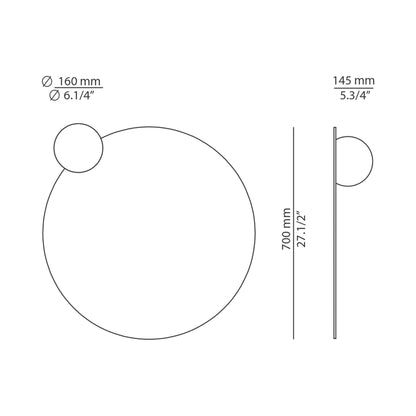 Circ LED Wall Light - line drawing.