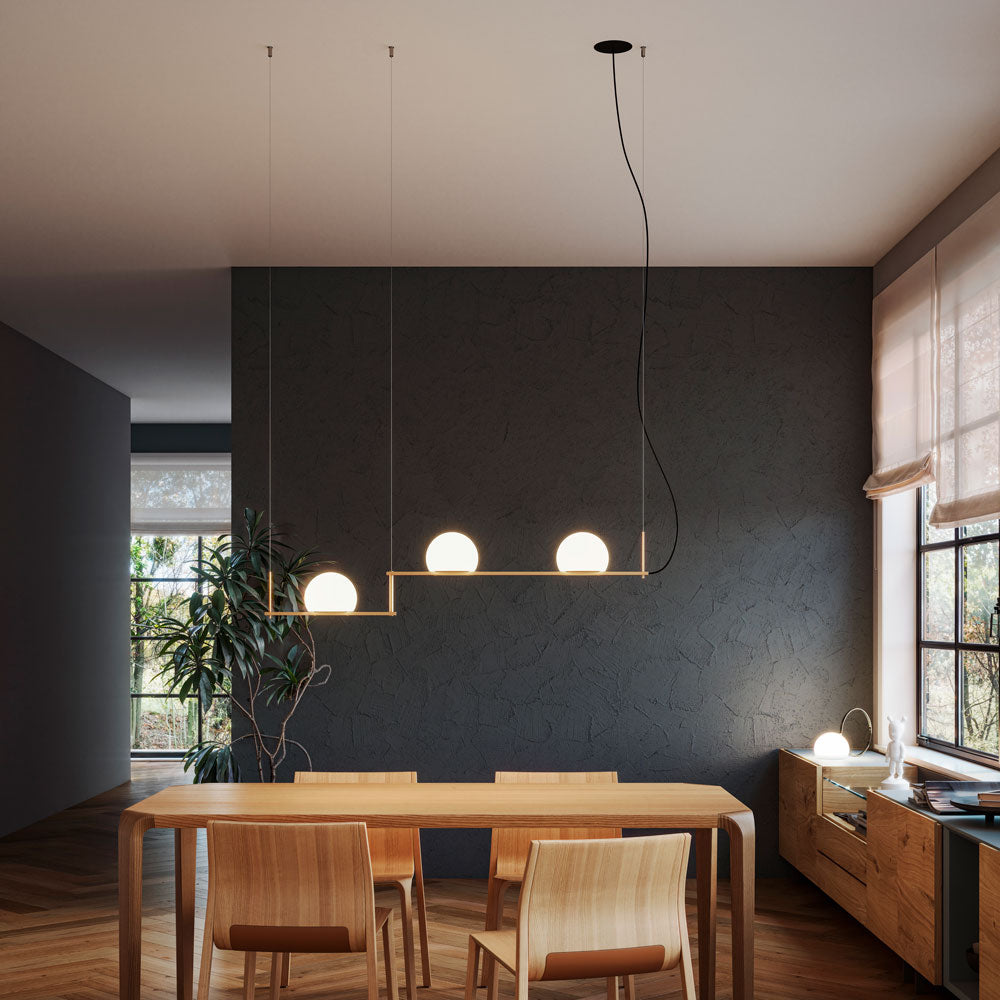 Circ Linear LED Pendant Light in dining room.