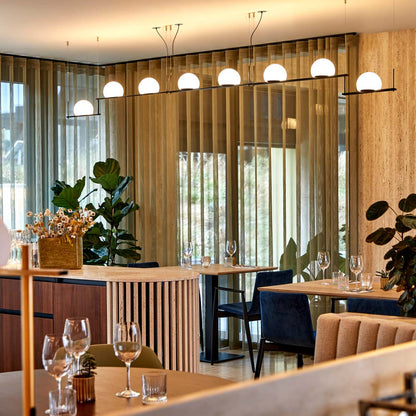 Circ Linear LED Pendant Light in restaurant.