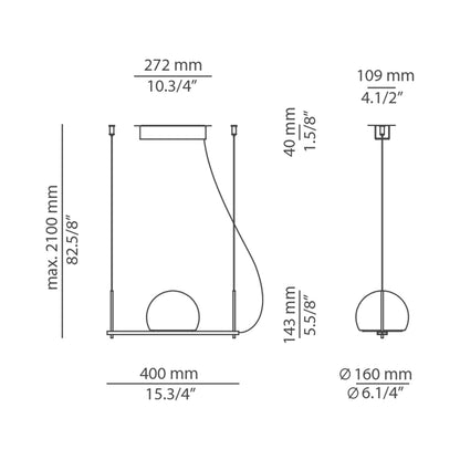 Circ Linear LED Pendant Light - line drawing.
