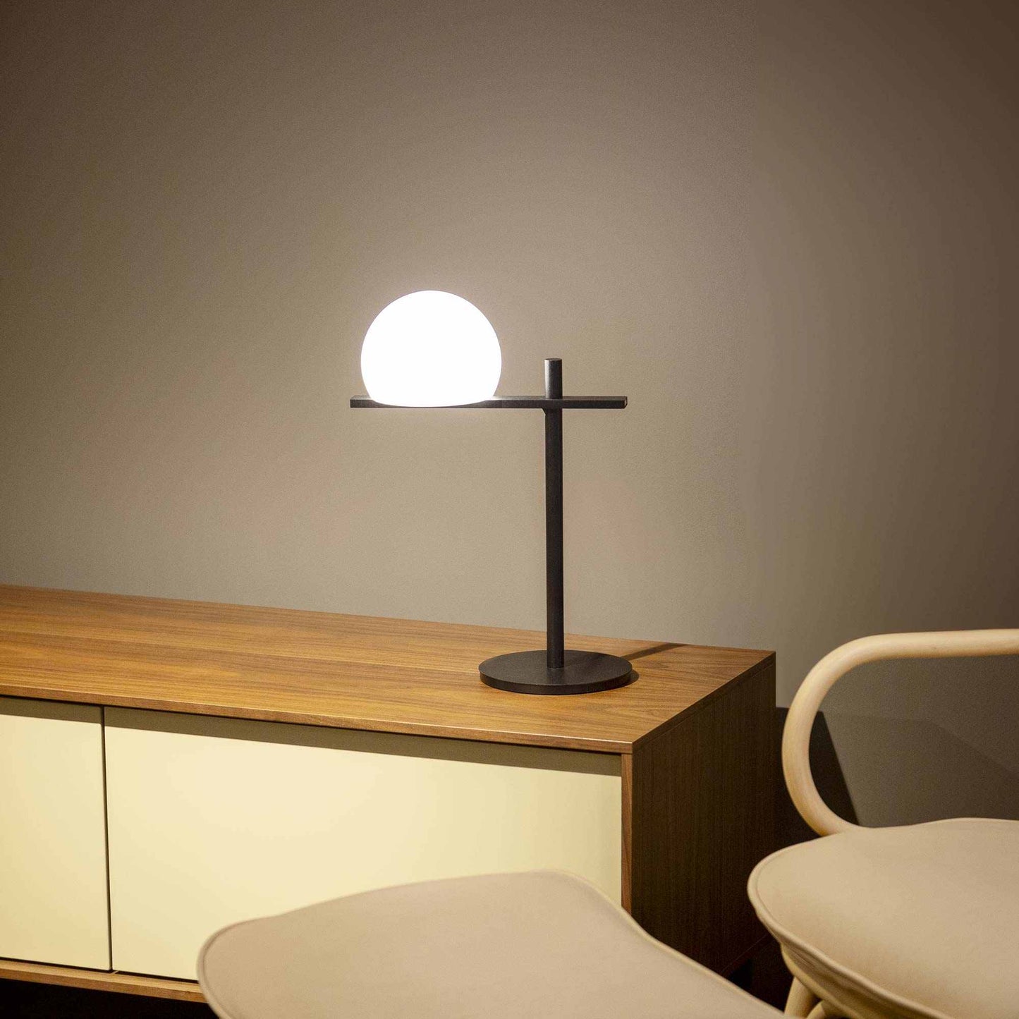 Circ Table Lamp in living room.