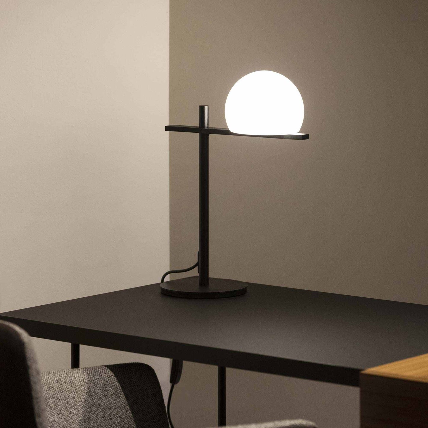 Circ Table Lamp in living room.