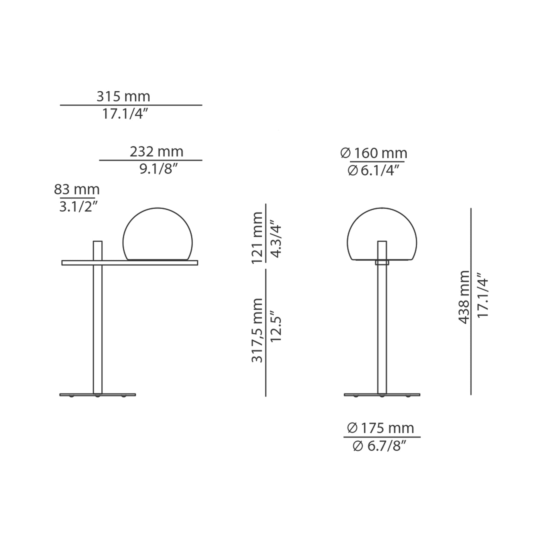 Circ Table Lamp - line drawing.