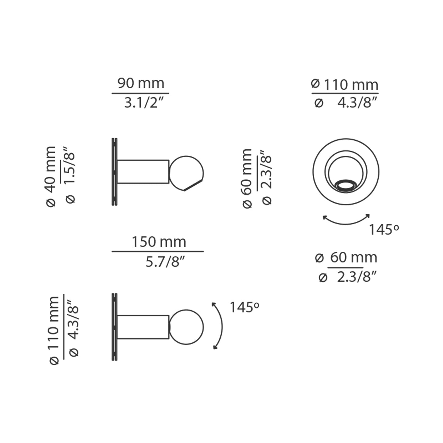 Compass 4070S Wall Light - line drawing.