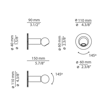 Compass 4070S Wall Light - line drawing.