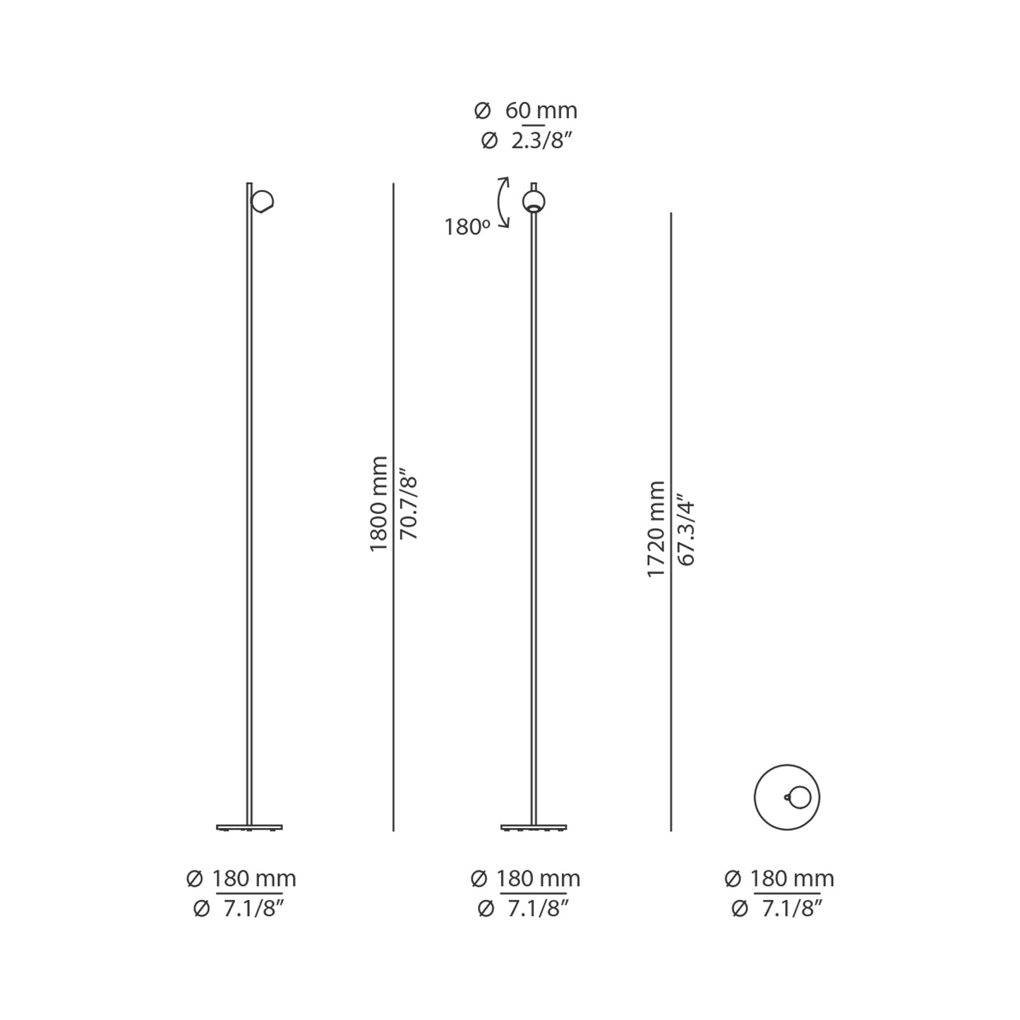 Compass Floor Lamp - line drawing.