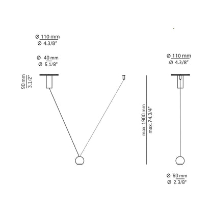 Compass LED Pendant Light - line drawing.