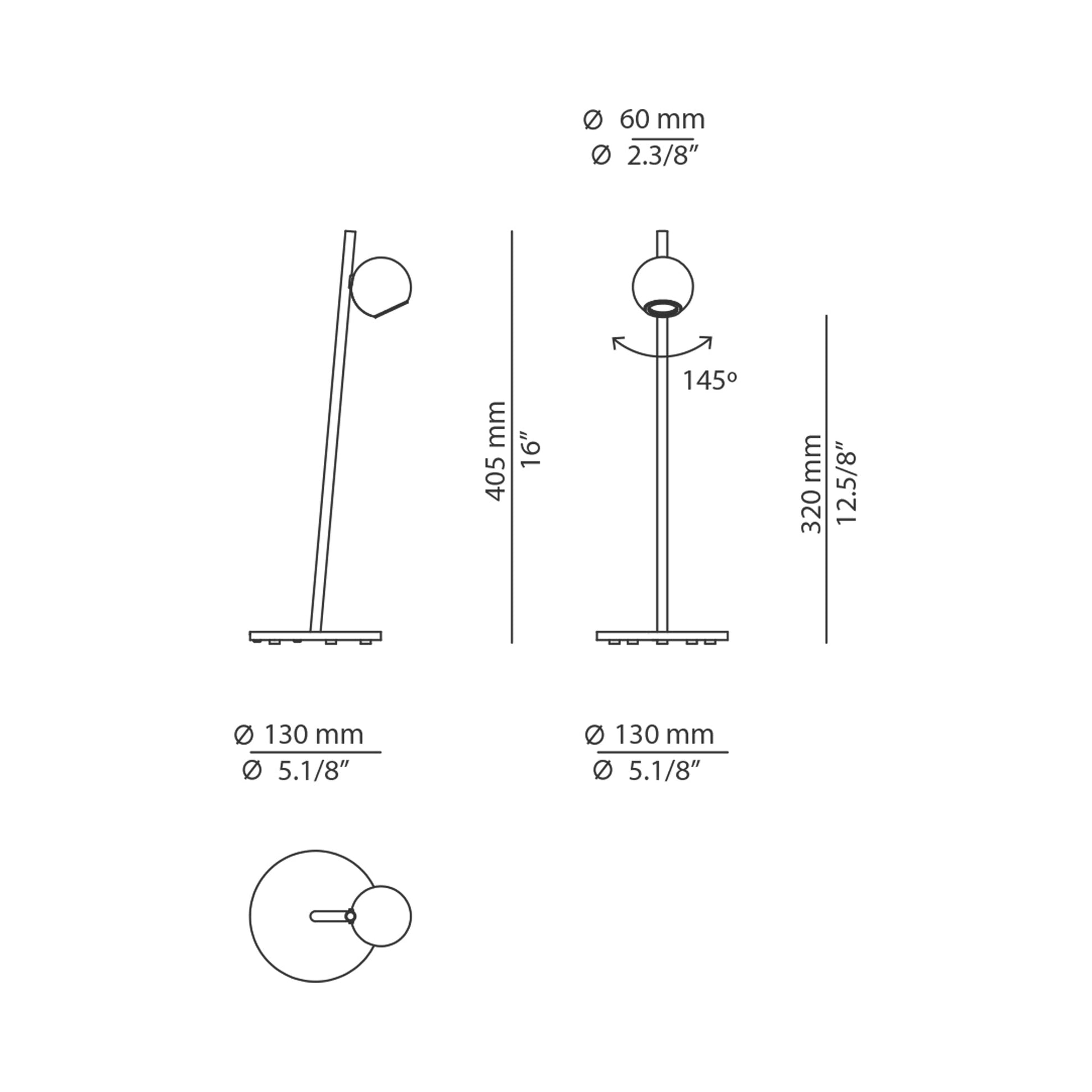 Compass Table Lamp - line drawing.