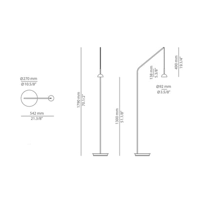 Cupolina LED Floor Lamp - line drawing.