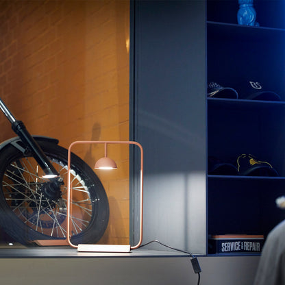 Cupolina LED Table Lamp in garage.