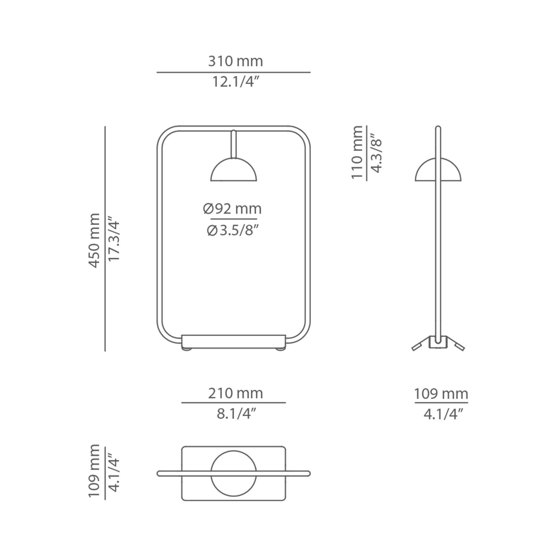 Cupolina LED Table Lamp - line drawing.
