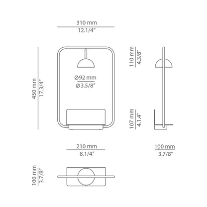 Cupolina LED Wall Light - line drawing.
