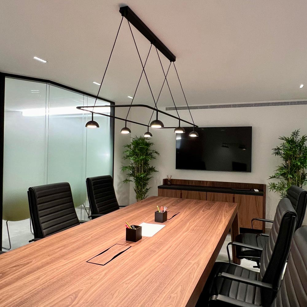 Cupolina Linear LED Pendant Light in office.