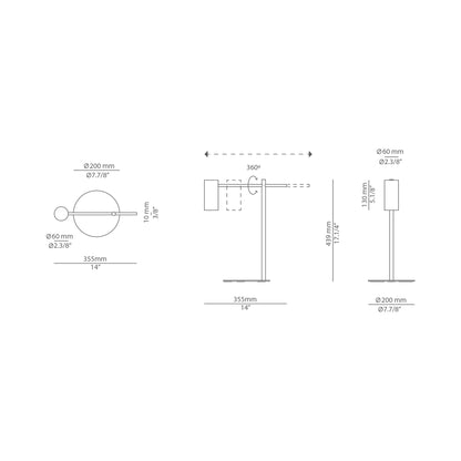 Cyls 3907 Table Lamp - line drawing.